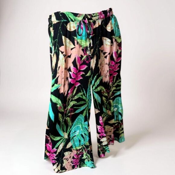 Rachel Roy Black Tropical Palazzo Pants. Size Medium - Picture 1 of 10